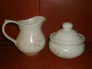 Pfaltzgraff - Tea Rose - Sugarbowl With Lid And Creamer - - Usa