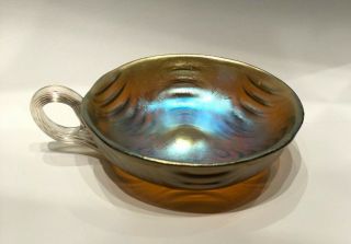 Antique Tiffany Steuben ? Art Nouveau Iridescent Glass Nappy Or Sommelier Cup