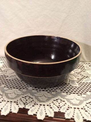 Vintage Pottery Brown Glazed Batter Bowl 10 1/4” W Few Chips