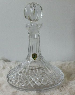 Lismore By Waterford Crystal Ships Decanter With Stopper