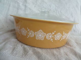 Pyrex 664 Large Big Bertha Butterfly Gold 4 QT Casserole with glass Lid 664 - C 2