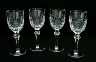 (4) Waterford Irish Crystal - Curraghmore Pattern - 7 1/8 " Claret Wine Glasses