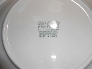 Tienshan Moose Country Round Platter Chop Plate 12.  25 Stoneware Folk Craft Green 3