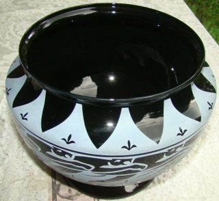 Kelsey Murphy Pilgrim Art Glass Cameo Jaguar Vase 7 1/4 " Compote Console Bowl