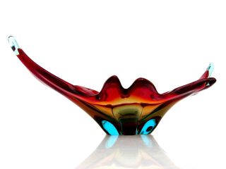 Fabulous Freeflowing Majesty Dish Murano Art Glass Lush Fire & Ice Colours