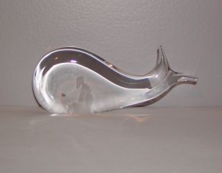 Jonah In Whale Kosta Boda Lindstrand Signed Clear Glass Paperweight Figurine Exc