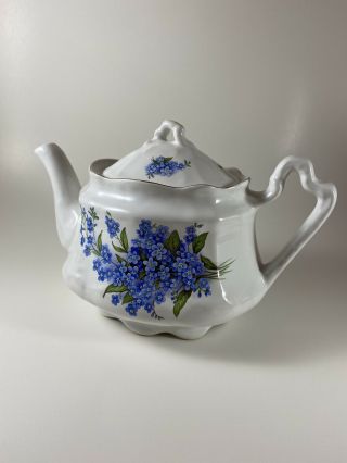Vintage Arthur Wood Porcelain Teapot 6397 With White And Blue Flowers