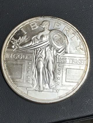 1 Troy Oz.  Silver Round Coin Standing Liberty Design
