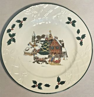 MIKASA English Countryside “Sleigh Ride” Embossed Christmas Dessert Plate EUC 2