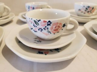 Childs Porcelain Tea Set Trios 6 Settings - Honghua Craft China Pink Flowers 2