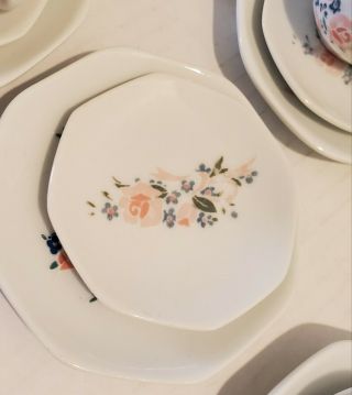 Childs Porcelain Tea Set Trios 6 Settings - Honghua Craft China Pink Flowers 3