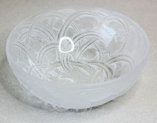 Lalique France Pinsons Finches Birds Heavily Etched Signed 9 - 1/4 " Crystal Bowl
