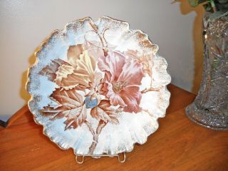 Brown Westhead & Moore Aesthetic Movement Althea Hibiscus Scalloped Plate Bowl