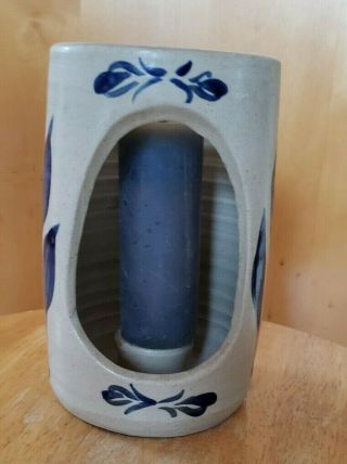 Williamsburg Pottery Stoneware Blue Gray Wall Sconce Pocket Candle 6 " Tall