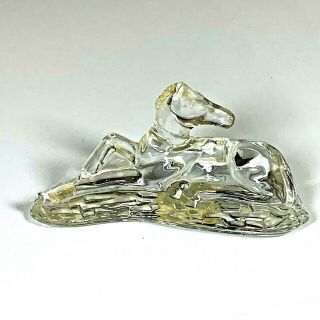 Waterford Crystal Laying Down Horse / Foal / Pony Collectible Figurine Sculpture