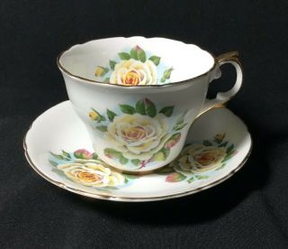 Regency English Bone China Teacup And Saucer Yellow Roses