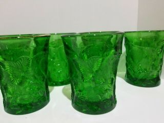 Vintage Cambridge Glass Co.  " Inverted Strawberry " Pattern Tumblers.  Green