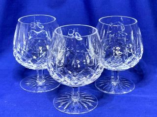 3 Waterford Crystal Lismore Pattern Brandy Snifters