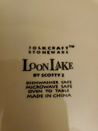 FOLK CRAFT STONEWARE LOON LAKE BY SCOTTY Z 11 