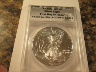 2012 Silver Eagle Anacs Ms70 1st Day Issue 12199