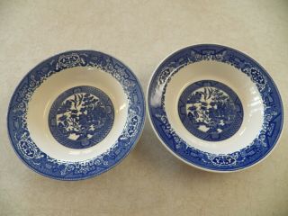 2 Vintage Blue Willow Serving Bowls 9 1/8 " Set Of 2 No Makers Mark