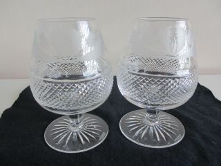 Two Edinburgh Crystal Thistle Pattern Brandy Glasses