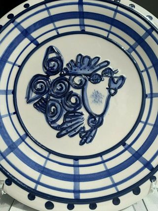 Diane Art Stoneware Blue & White Fish Plates - Smoochy Lips 8½ 