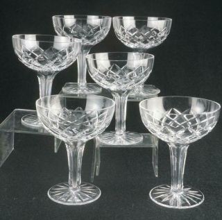 Set Of 6 Bohemia Crystal Hollow Stem Champagne Glasses Criss Cross Pattern Kc677