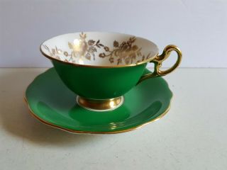 Eb Foley Green China Tea Cup And Saucer Set Vintage