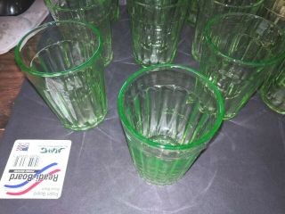 Vintage Uranium green Depression juice glasses set of 12 park avenue 4 in 2