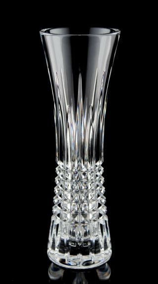 Waterford Lismore Diamond Bud Vase Signed 9 " Ireland Crystal