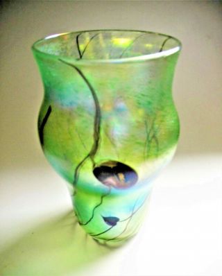 A John Ditchfield Iridescent Art Glass Vase,  21cm Tall