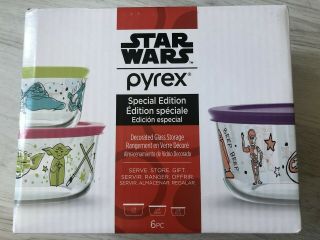 Pyrex Storage Star Wars Special Edition 6 - pc Set Glass Storage Bowls 2c 4c 7c 3
