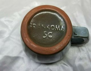 Vintage Frankoma Pottery 5C Flat Coffee Mug Plainsman Green 9 Fl Oz Cup 2