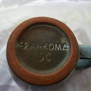 Vintage Frankoma Pottery 5C Flat Coffee Mug Plainsman Green 9 Fl Oz Cup 3
