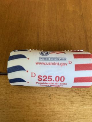 2007 Us D James Madison Presidential Dollar Coin Roll $25