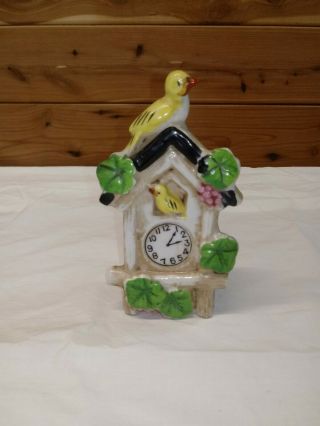 Vintage Birdhouse Cuckoo Clock Wall Pocket Vase Planter Japan Hand - Painted
