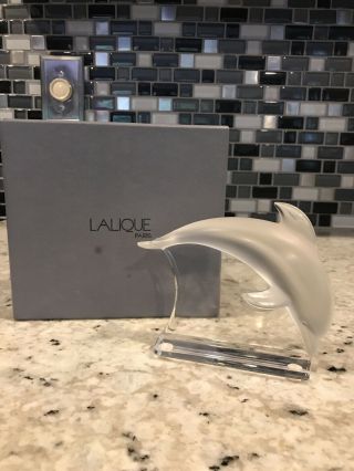 Lalique France Vintage Frosted/clear Crystal Dolphin Figurine W Box