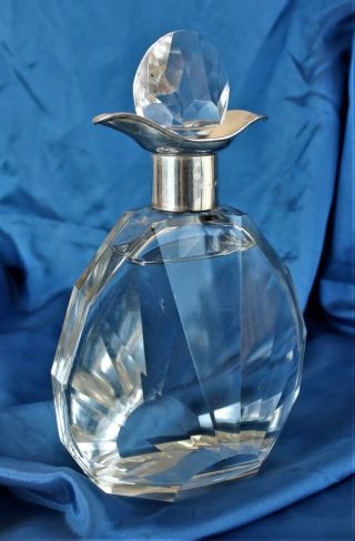 Stunning Crystal Decanter With Hallmarked Silver Neck Collar.