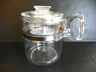 Pyrex Flameware 7759b Glassware 6 - 9 Cup Coffee Percolator Stove Top Complete