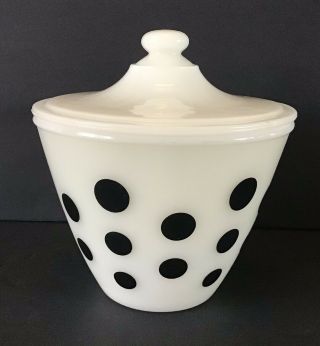 Vintage Rare 4” Fire - King Grease Jar With Lid Polka Dots Mid Century Modern 50’s