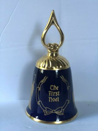 The Pickard Christmas Bell 1977 The First Noel Cobalt Blue Gold