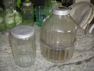 Hoosier Depression Glass Zipper Swing Out Sugar Jar,  Coffee Canister Jar