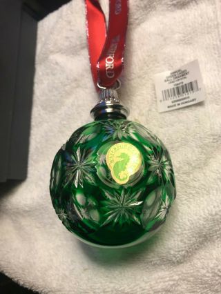 2012 Waterford Emerald / Green Cased Ball Ornament Nib 156419 Last One