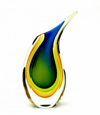 In Vogue Murano Sommerso Submerged Triple Sommerso Art Glass Vase & Label