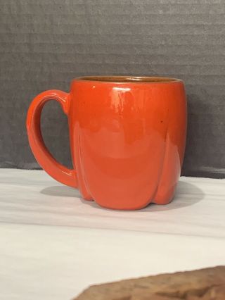 Frankoma Pottery Orange Coffee Mug Cup C6 3 - 1/2 " Tall Fall Autumn Halloween