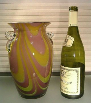 Vintage Italian Murano Lilac Swirl Cased Art Glass 10 " Vase