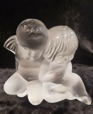 Rare,  Vintage Lalique Frosted Crystal Baby Cherubs France Evc