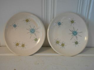Franciscan Atomic Starburst Set Of 2 Bread Plates With Flaws