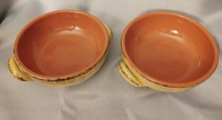 2 De Silva Italy Rustic Yellow Handled Terracotta Soup Bowls Crocks Casseroles